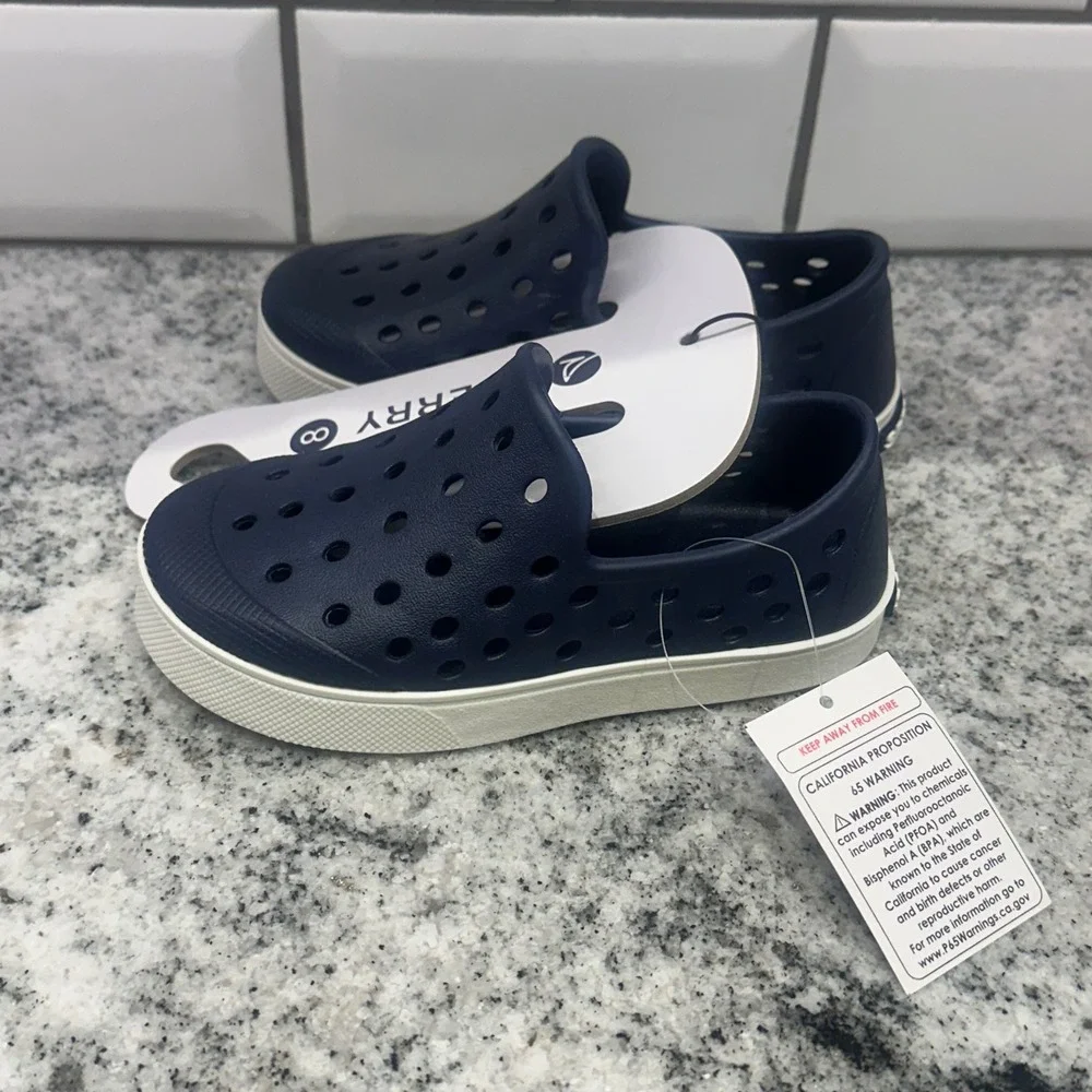 New Sperry Toddler 8M Float Water Shoes Navy Blue  Slip-On Nautical Summer